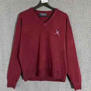 Polo Ralph Lauren Vintage Golf Cashmere V Neck Sweater - Men's Size L - Red